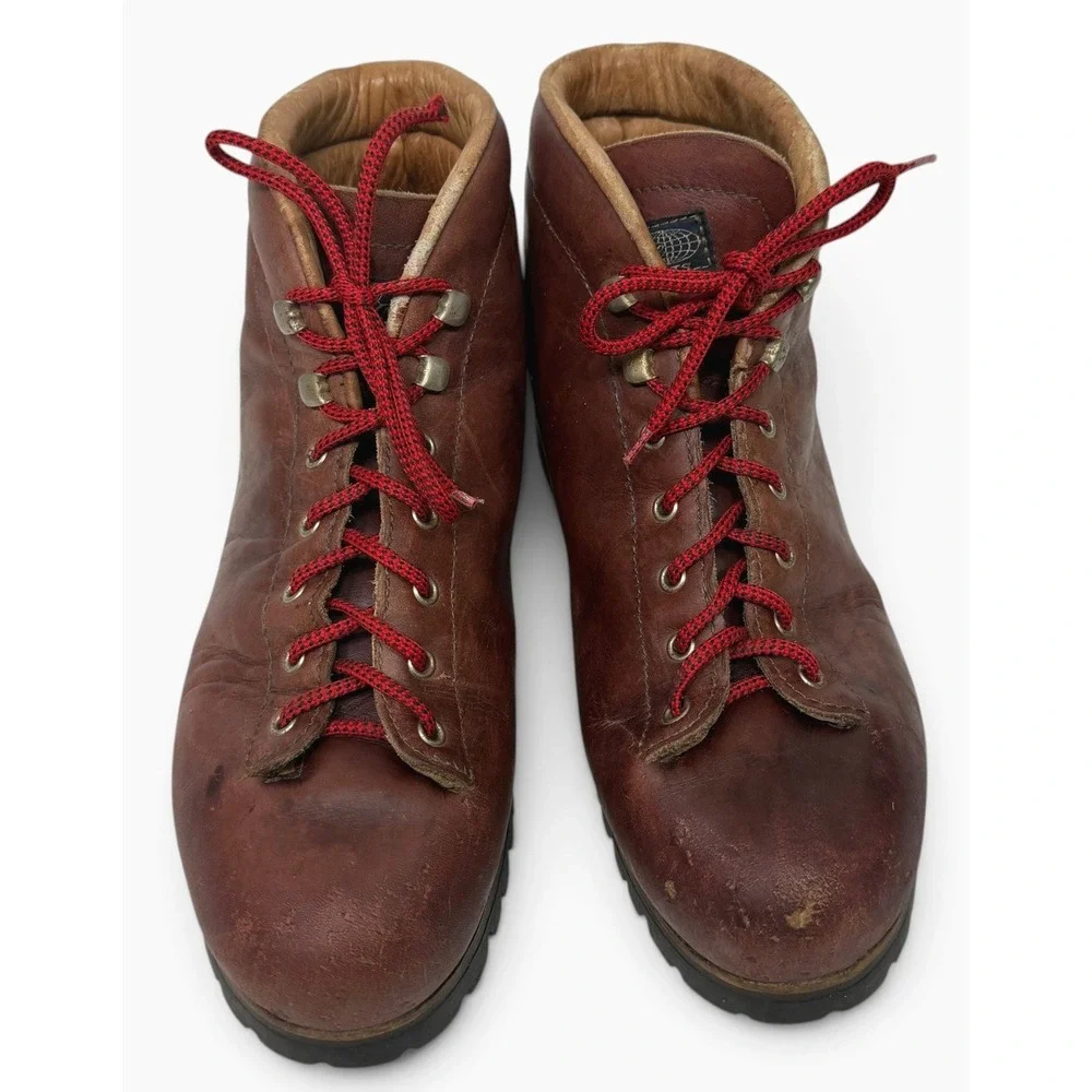 Vintage Vasque Highlander Boots Mens 11.5 Brown Red Hiking Outdoor Leather Italy